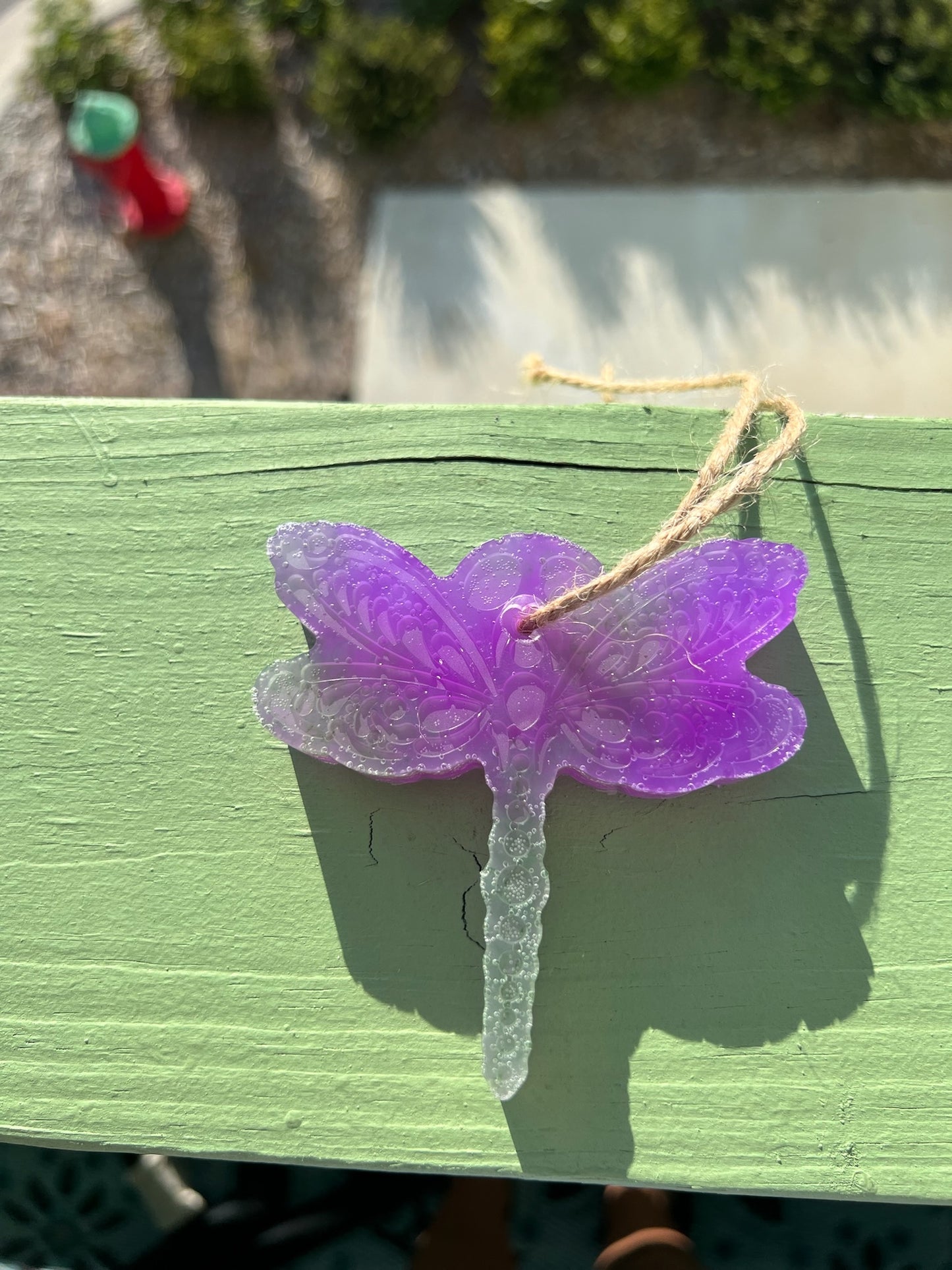 Green and purple dragonfly