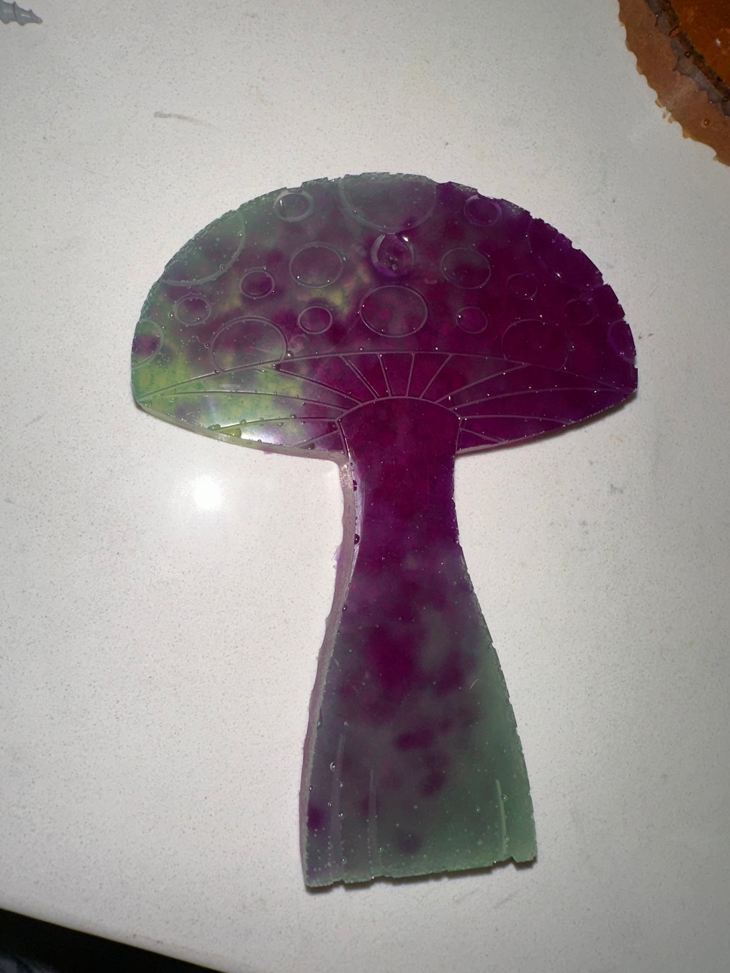 Green and purple mushroom