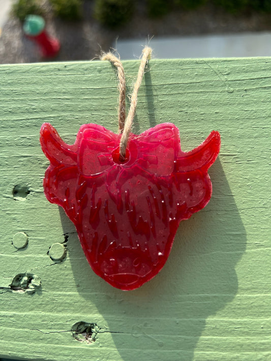 Red and Pink Highland Cow