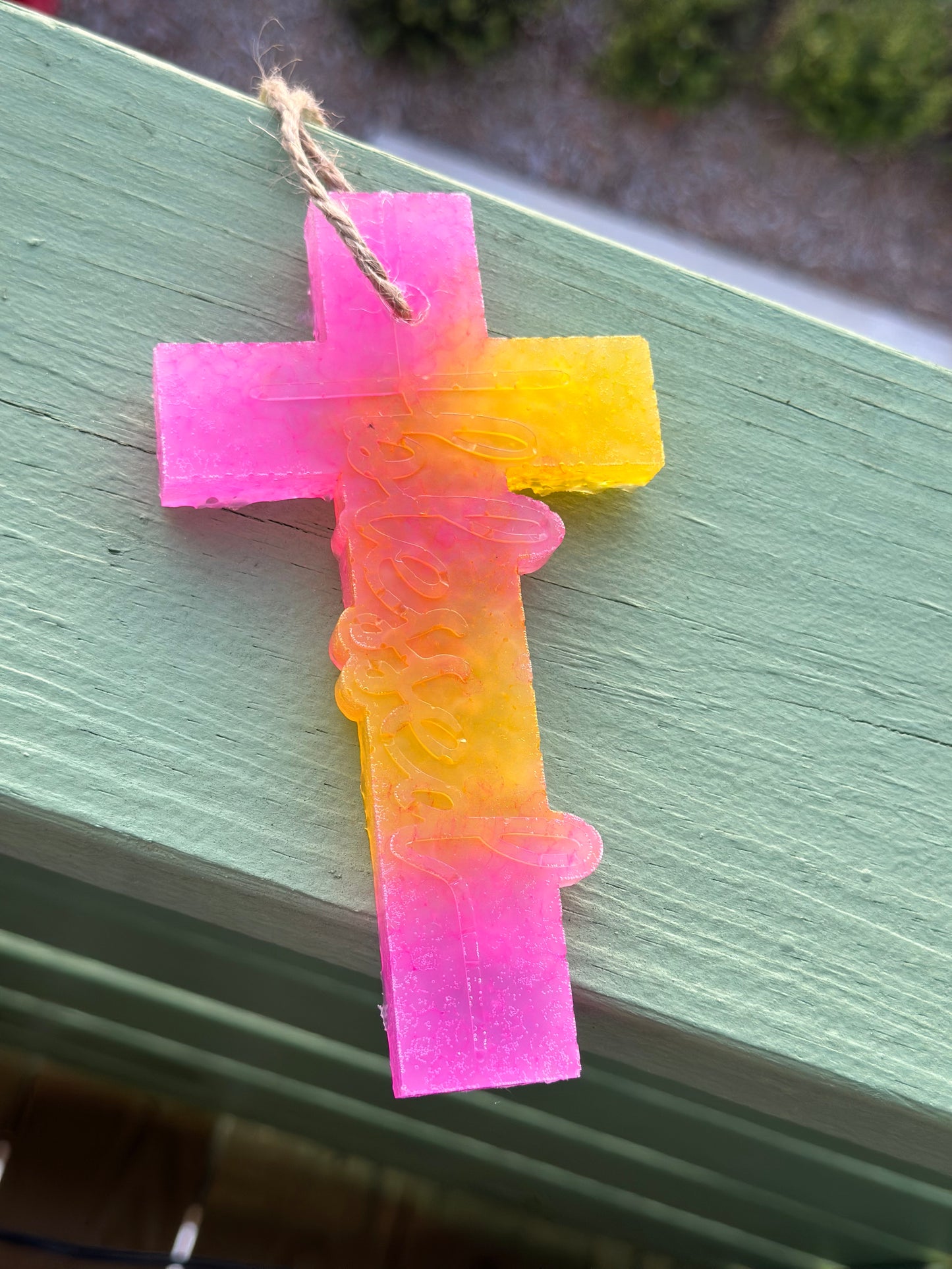 Pink and Yellow Blessed Cross