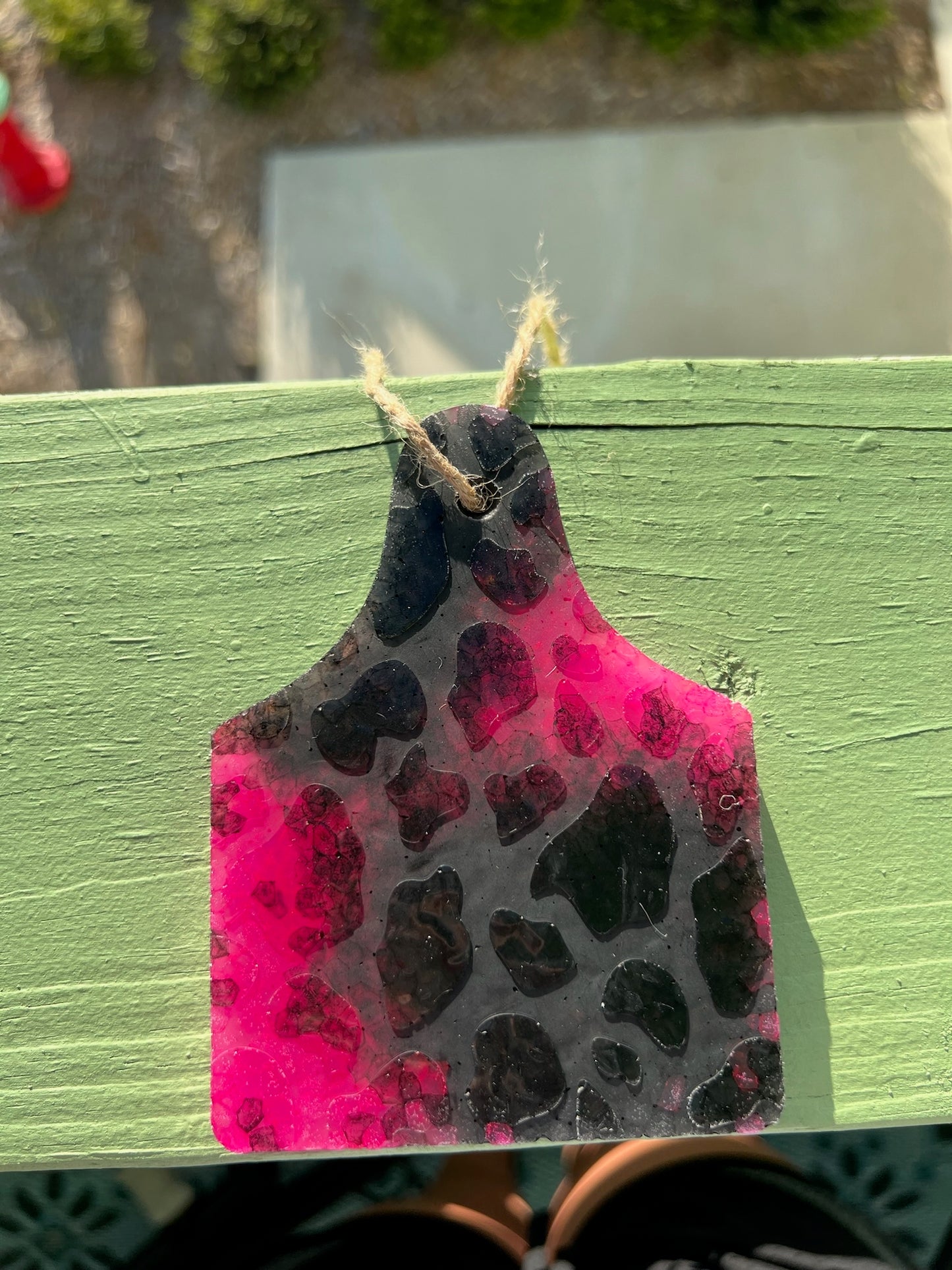 Black and Pink Cow tag