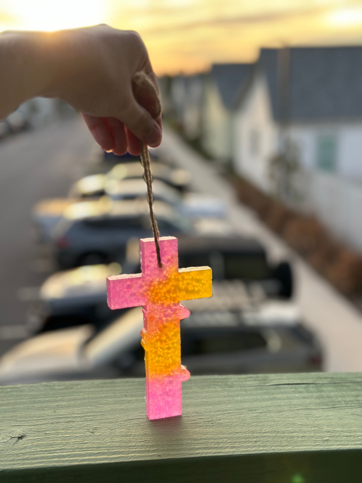 Pink and Yellow Blessed Cross