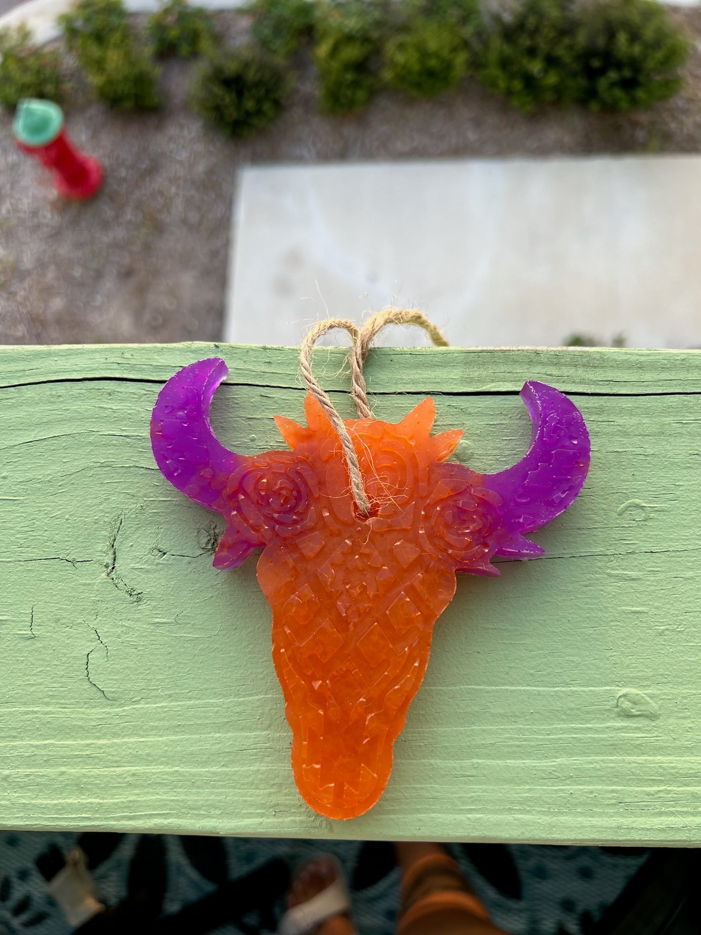 Orange and Purple Bull Skull