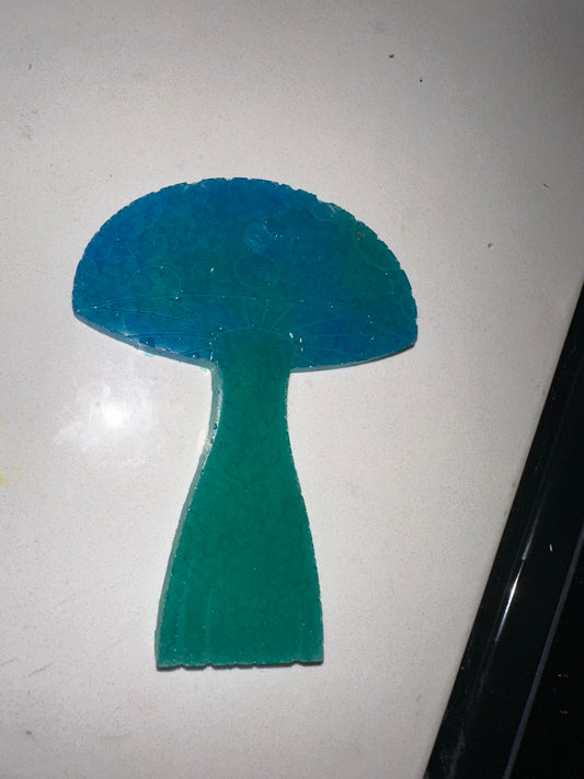 Blue and green mushroom