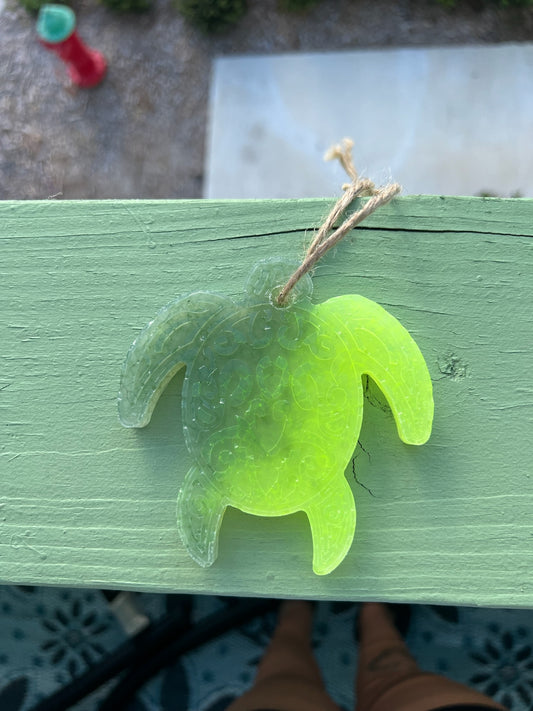 Neon yellow and green turtle