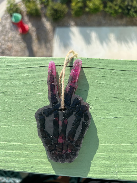 Pink and black peace sign